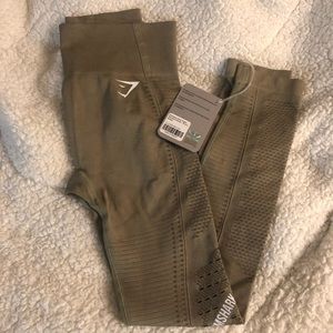 XS-Gymshark Flawless Knit Khaki Leggings NWT